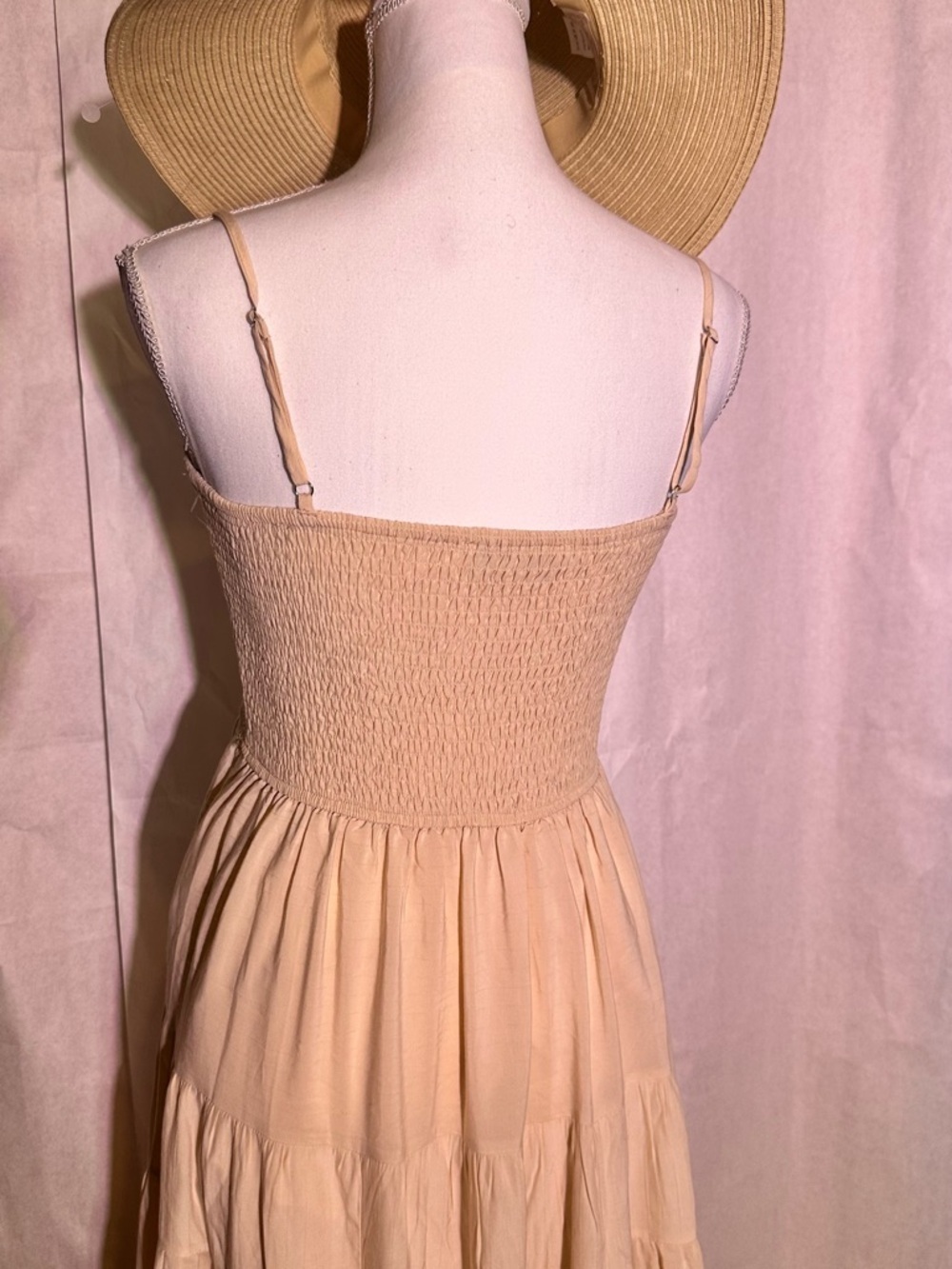 moodie Beige Smocked Tiered Maxi Dress - Picture 4 of 7